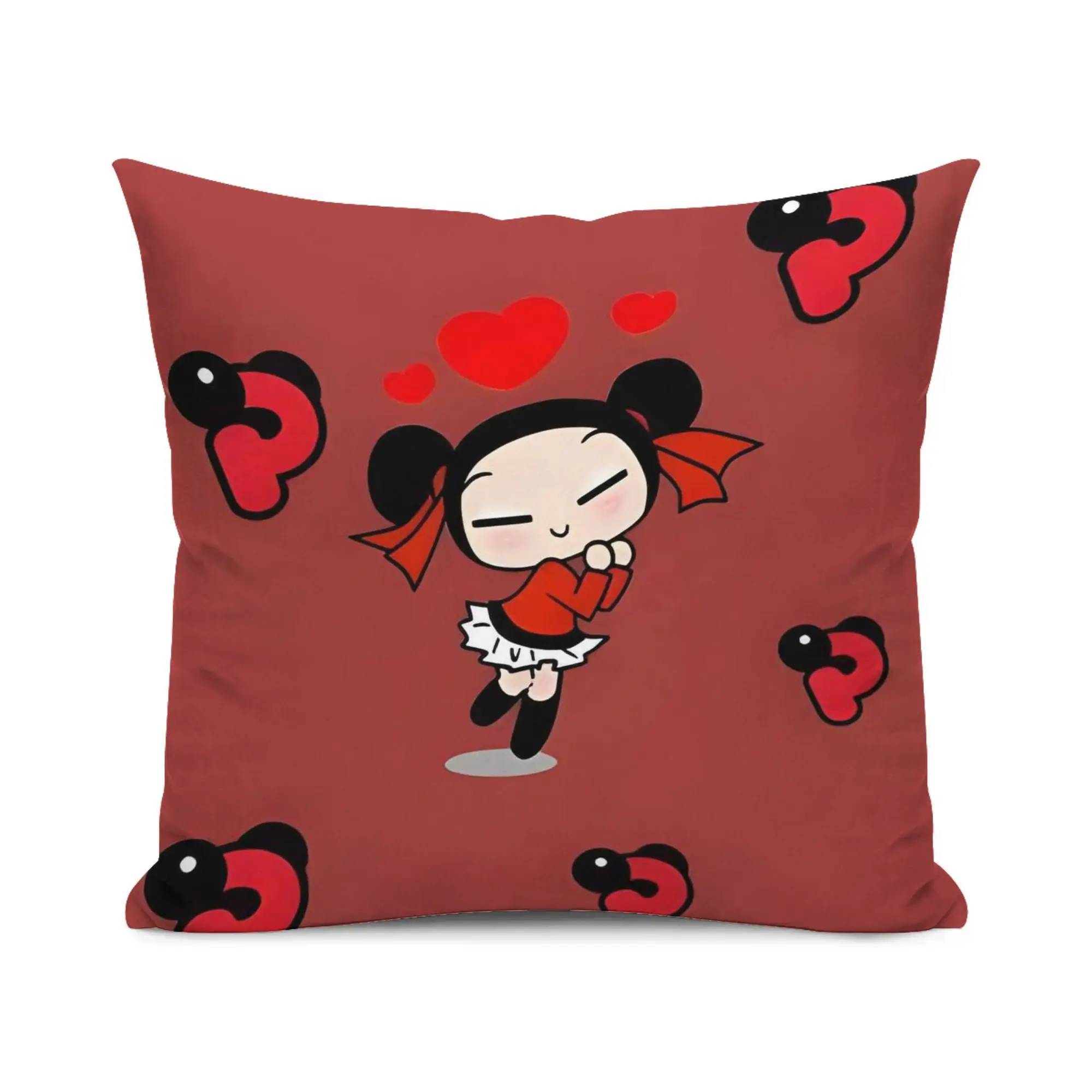 Cute Cartoon Pucca Sofa Pillows Cover Japanese Tatami Cushion Bedside Back Cushion Universal for All Seasons
