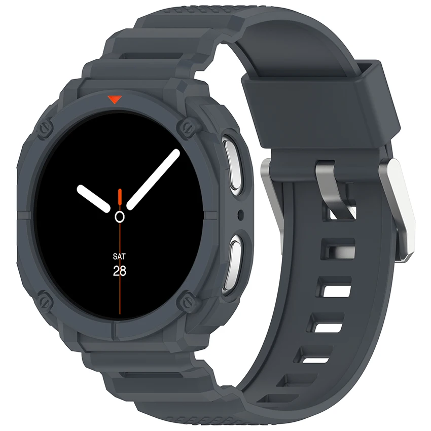 Rugged Armor Case+Strap for Samsung Galaxy Watch 8 44mm 2 in 1 Protective TPU Cover with Sport Strap for Galaxy Watch 8 9 40mm