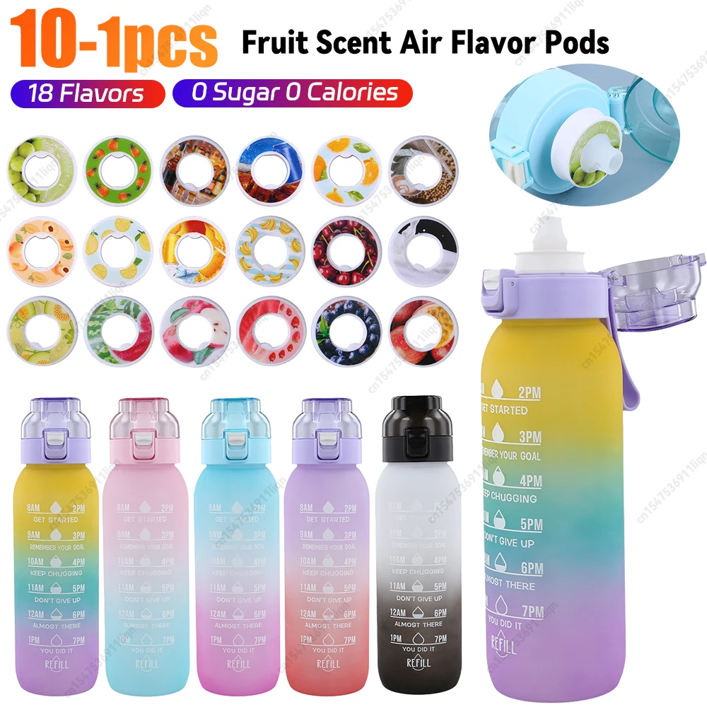 

1000M Portable Water Bottle with 7 Air Flavor Pods 0 Sugar 0 Calories Fruit Scented Flavour Pods Leakproof Water Drinking Bottle
