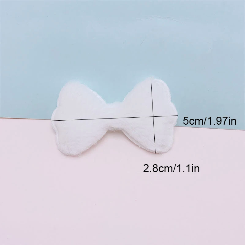 50Pcs 5*2.8CM Felt Bowknot Padded Appliques For Children Hat Sewing DIY Headband Hair Clip Accessories Patches