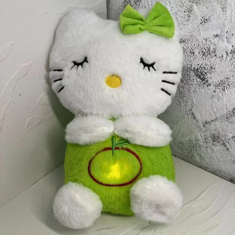 Sanrio Breathing Hello Kitty Glowing Soothing Doll Cartoon Anime Kt Cat Doll Accessories Room Decoration Kawaii Baby Toy Gift