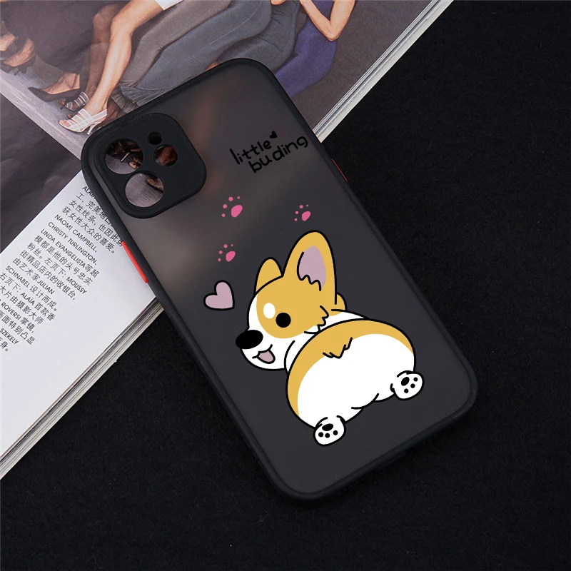 Cartoon Dog Corgi Phone Case for iPhone 17 16 15 13 11 Pro Max Mini 7 14 Plus SE Cute Love Heart Hard Clear Matte Pattern Cover