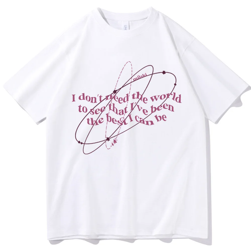 تي شيرت Mitski Francis Forever Lyrics مصنوع من مزيج القطن والبوليستر بأكمام قصيرة ورقبة دائرية ومطبوع كاجوال للصيف #1