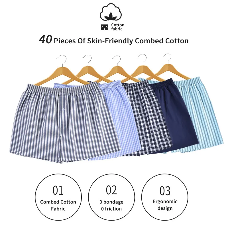 

Men's Cotton Boxer Shorts Loose Striped Home Wear Shorts Comfortable Underwear Aro Pants Mens Panties Pajama Pants Sleep Panties