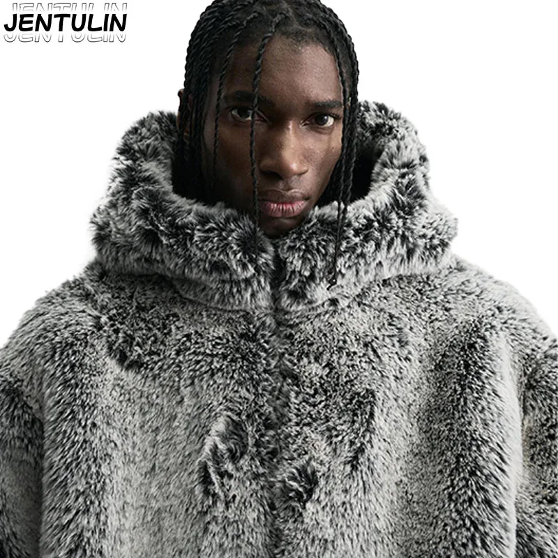 Winter New Men's Faux Fur Long-Sleeved Jacket American Retro Fashion Trendy High Street Loose Casual Niche Men's Top 2025 Y2k