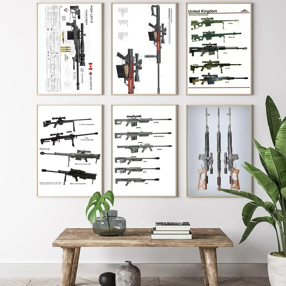 Cool classic sniper rifle Painting Calligraphy HD Canvas Poster living room bedroom bar aesthetic decoration