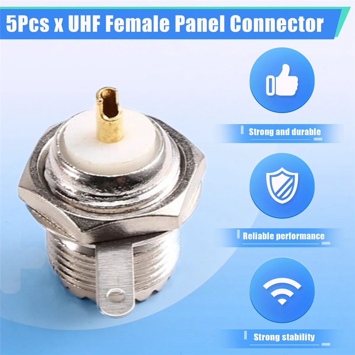 

AA98 UHF Female SO239 Flange Mount Connector Adapter Test Converter Panel Chassis Mount Handle Coax Cable 5Pcs