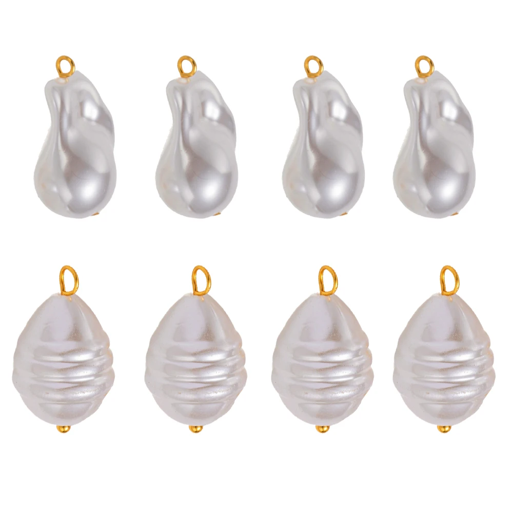 10pcs Stainless Steel Irregular Pearl Pendants with Loops Dangle Charm Craft for Earring Necklace Bracelet Jewelry Making DIY image 4