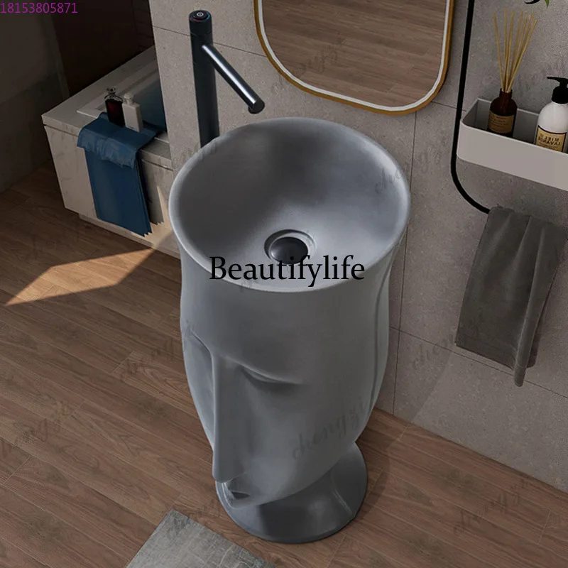 PPP Nordic column-type washbasin hotel homestay floor-to-ceiling washbasin face art integrated