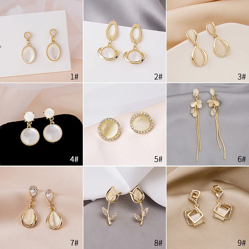 30pairs MIX concise atmosphere geometry rhinestone earrings Hot selling earrings best gift for girlfriend