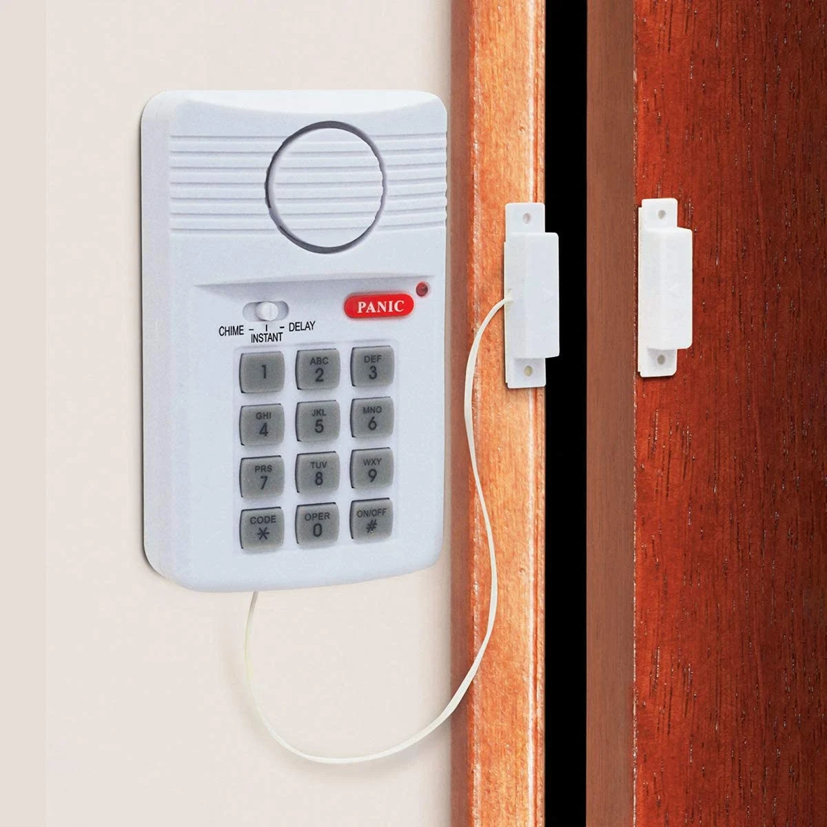 Alarma de puerta inalámbrica ruidosa, Pin de seguridad, teclado de pánico para el hogar, oficina, garaje, cobertizo