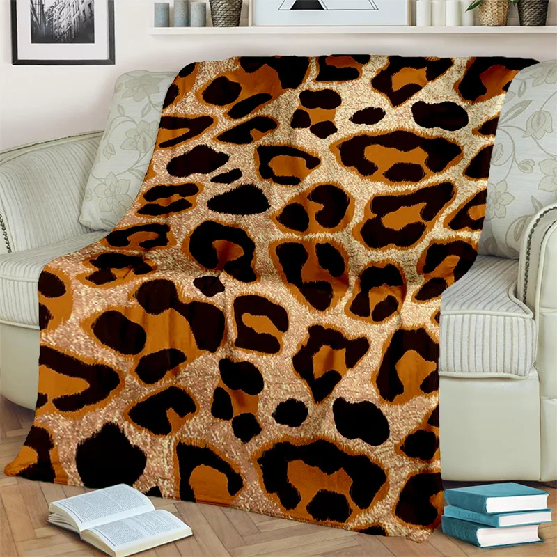 3D Wild Leopard Stripe Print Series Blanket,Soft Throw Blanket for Home Bedroom Bed Sofa Picnic Travel Office Cover Blanket Kids