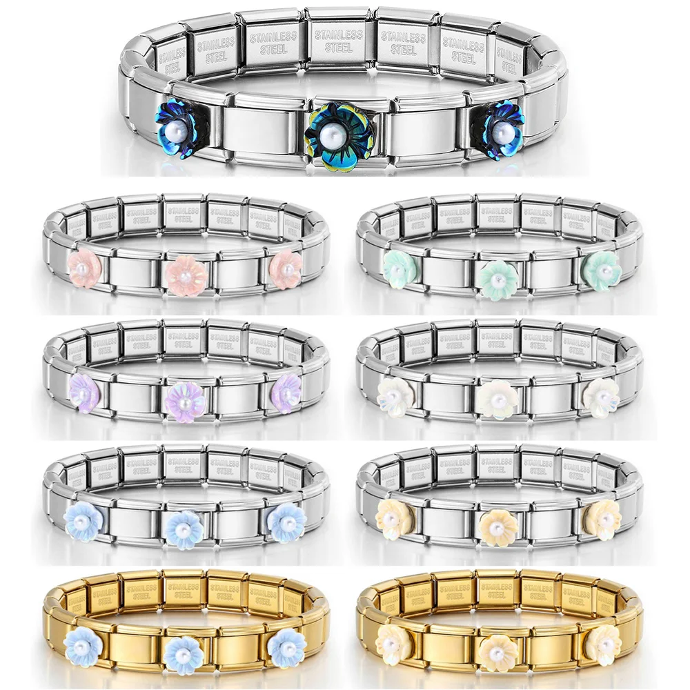 Klassischer bunter Blumen-Charm für Damen auf Armband, Geschenke, italienische Verbindung, passend für 9mm Edelstahl, 2026, trendiger Schmuck zum Selbermachen. – Detail 1