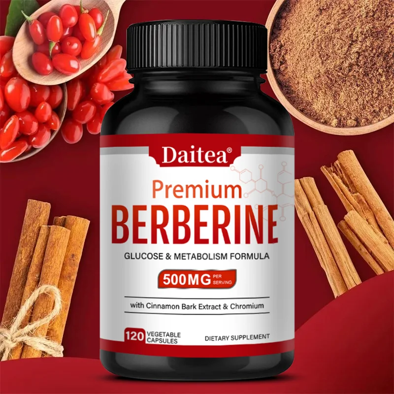 Berberine HCL 500mg Capsules with Cinnamon, Antioxidant, Support Heart Metabolic Cardiovascular Digestive & Immune Health