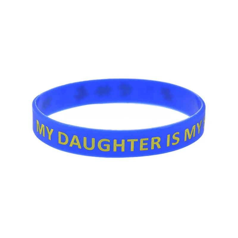 50 Pcs My Daughter is My Hero Silicone Bracelet Puzzle Logo Fashion Bangle Adult Size 4 Colors