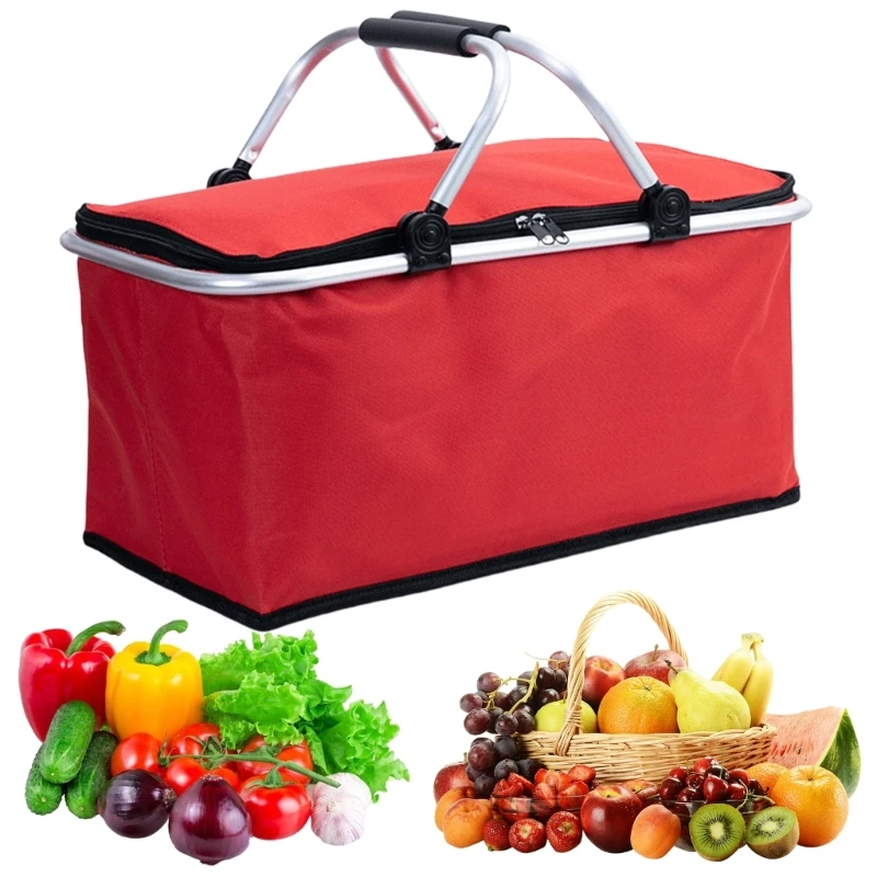 กระเป๋าอเนกประสงค์ 30L ตะกร้าฉนวนพับได้สำหรับปิกนิกและร้านขายของชำ Drop shipping