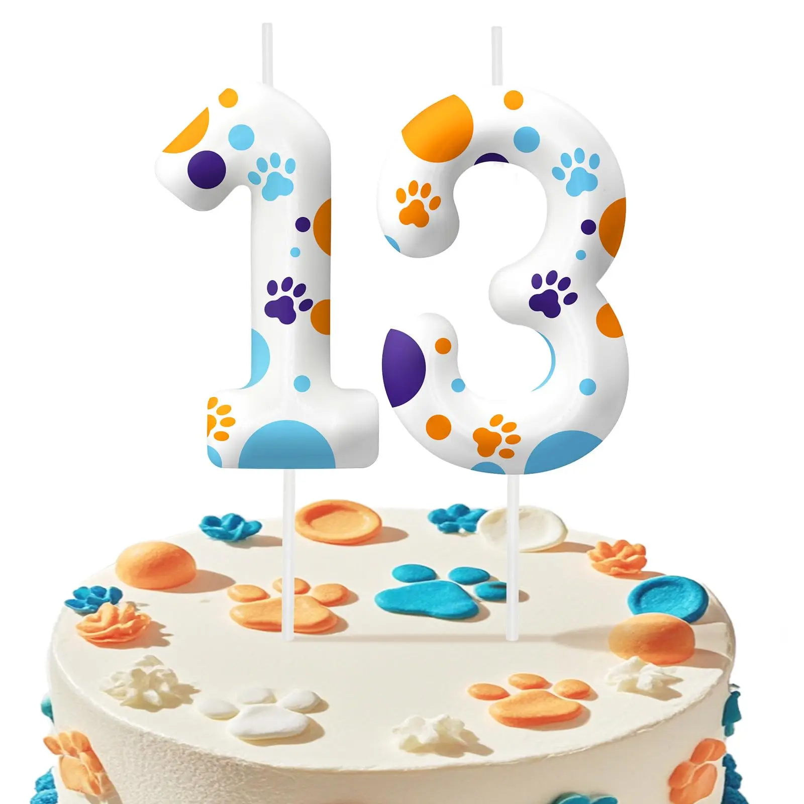 Blue Dog Paw number0-9 Birthday Candle for Boys Girls - Cake Decorations, Dog Lovers Themed Party Decor Kids Party Supplies