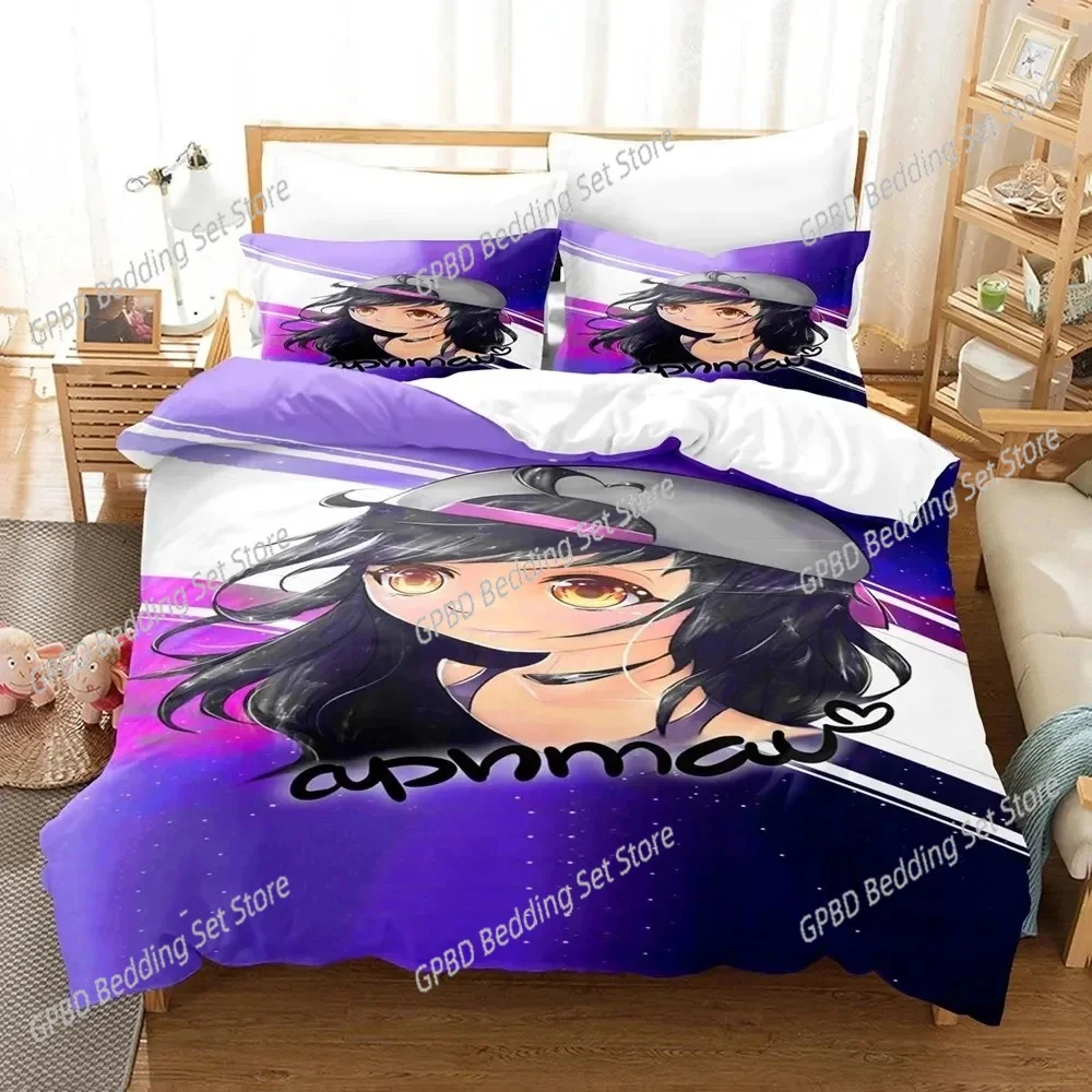 3D Anime Kawaii Girls Aphmaus Bedding Set Boys Girls Twin Queen Size Duvet Cover Pillowcase Bed Kids Adult Fashion Home Textiles