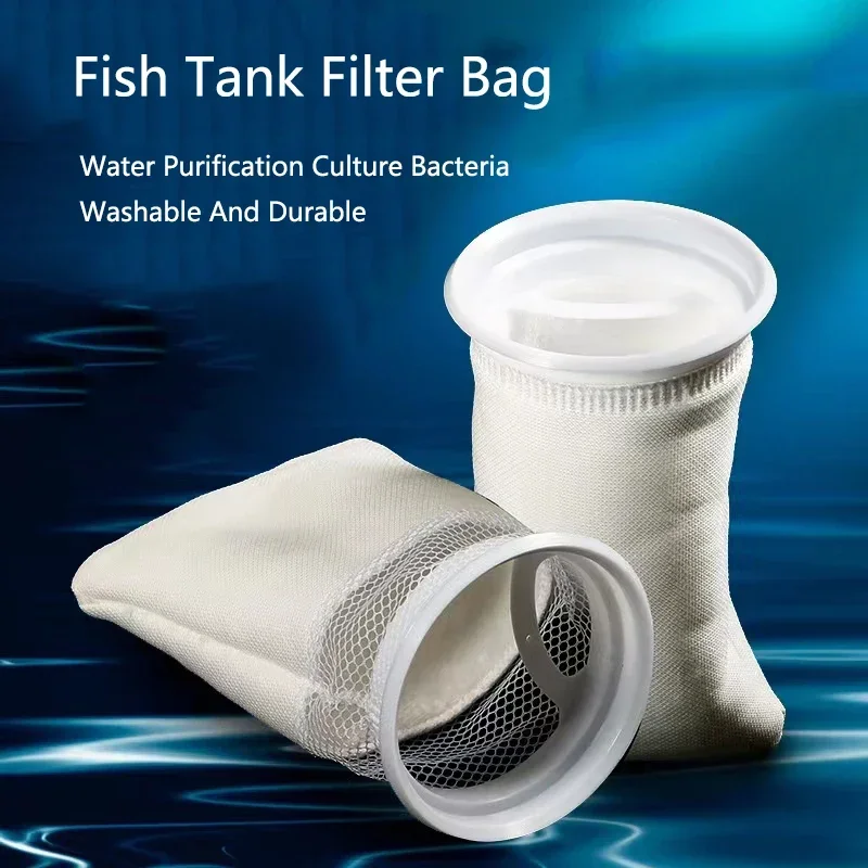 Anti Overflow Aquarium Filter Bag with Frame Washable Reusable Mesh Foam Carpet Sock Bag for Fish Marine Filtration System Hot