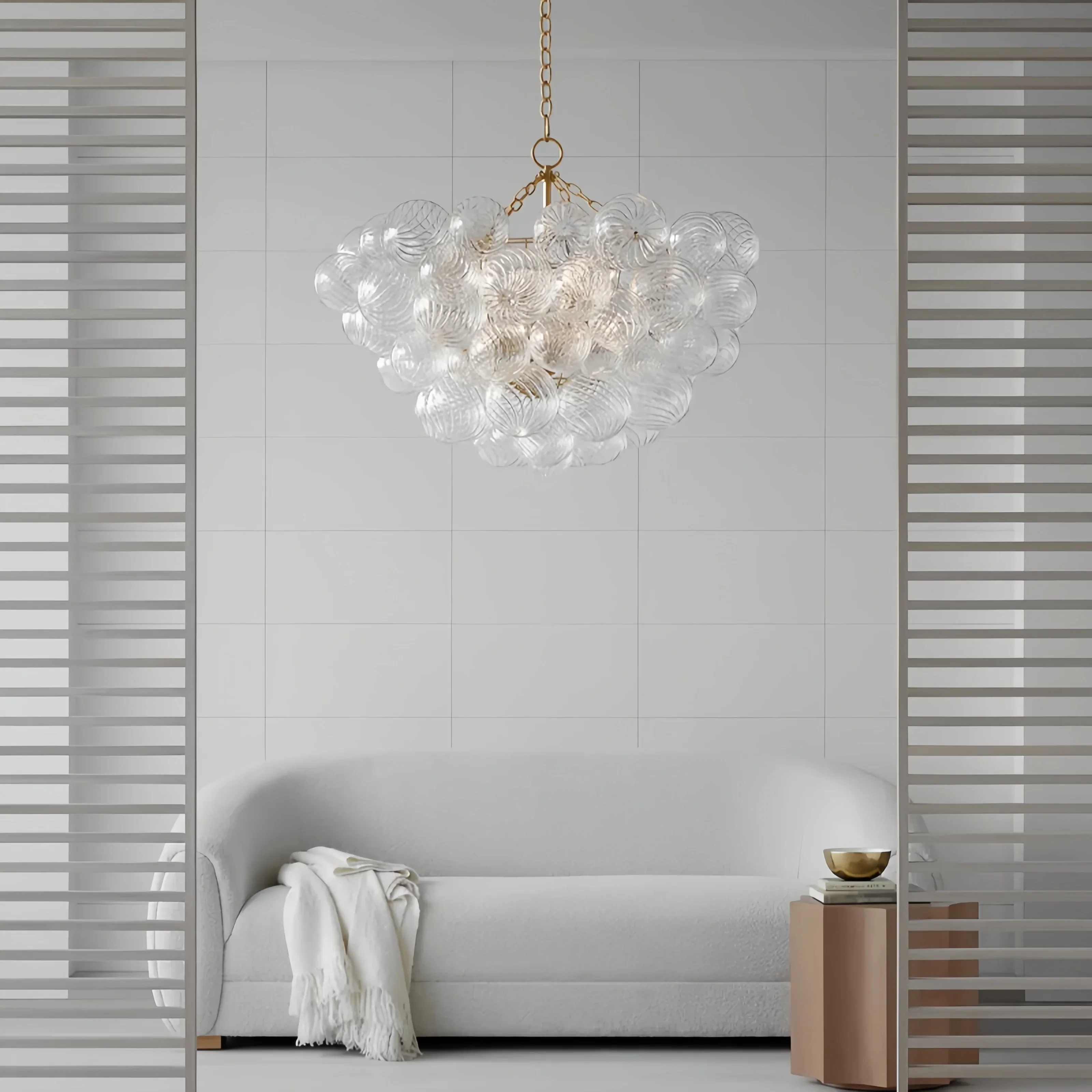 Nordic Glass Bubble Hanging Chandelier Large Foyer Round Ball Ceiling Pendant Light LED Ceiling Chandelier for Dining Room