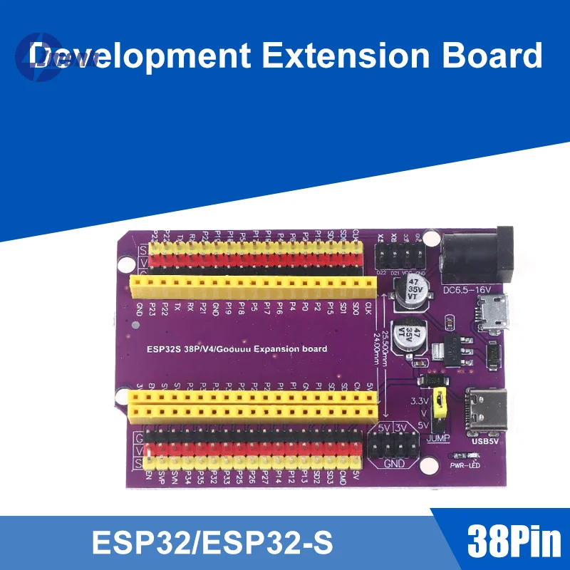New！ESP32/ESP32-S Development Extension Board 38-Pin w/ Triple Power Input (Type-C/Micro USB/DC) For Stable DIY Applications
