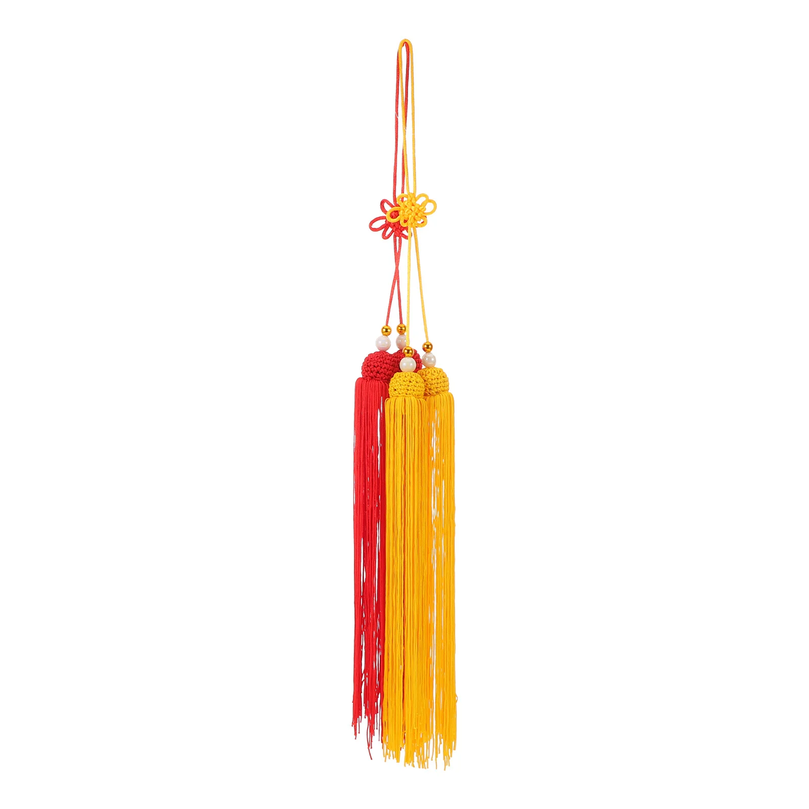 

6Pcs Chinese Knot Tassel Pendant 23.6in Red Golden Handmade Hanging Ornament Lunar New Year Fortune Charm Prosperity Decor