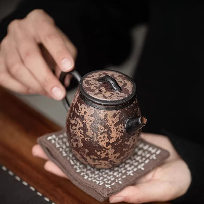 

Керамический чайник ручной работы с глазурью под агаровое дерево, с шариковым фильтром, для чайной церемонии Гунфу, домашнего заваривания чая, идея для подарка