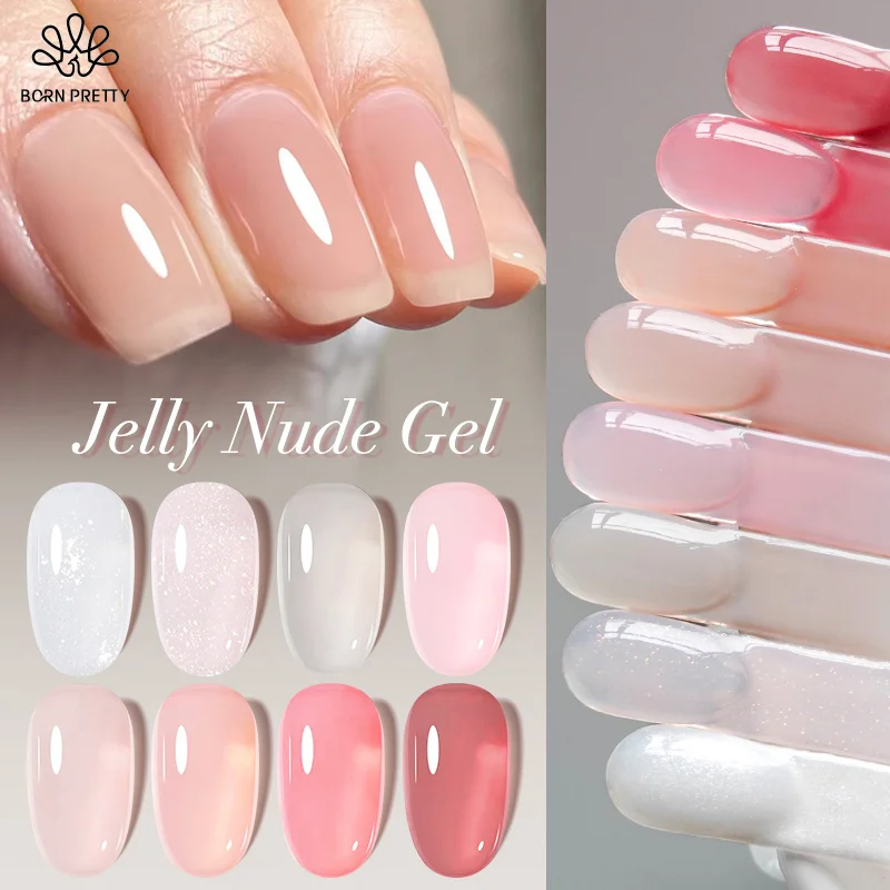 BORN PRETTY 10ml Jelly Nude Pink Natural Color Gel Nail Polish Semi Permanent Soak Off UV LED Varnish Nail Supplies Manicure