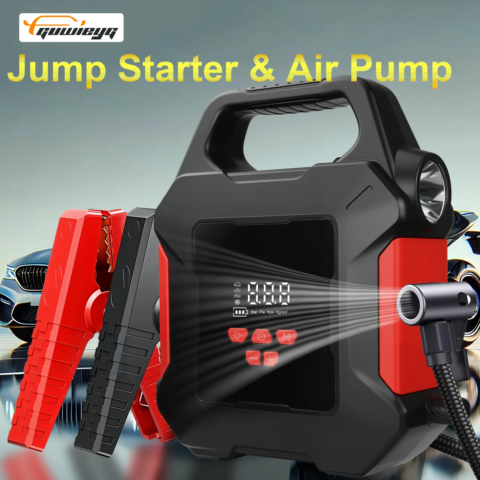 

Пиковый стартер GUWIEYG 2000A с аккумулятором воздушного компрессора, необходимый универсальный автомобильный аварийный инструмент