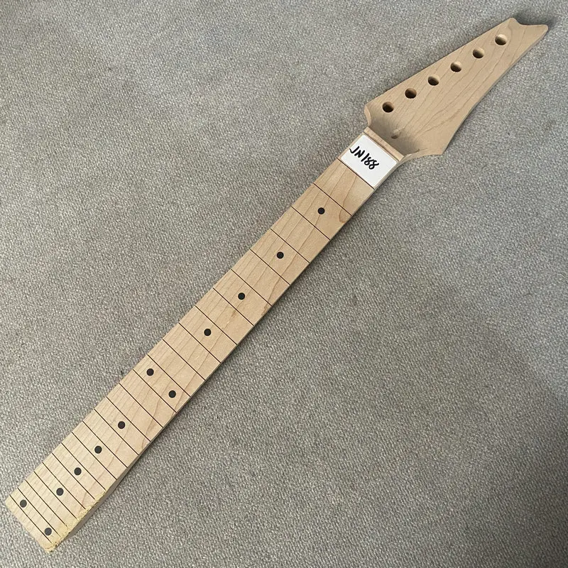 jN188 Unfinished Genuine Ibanez No Logo 6 String ST Electric Guitar Neck 24 Frets 564MM Short Scales No Paints & Frets DIY Part