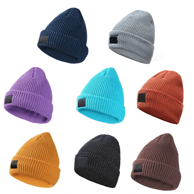 Reflective Knitted Hat for Nighttime Visibility and Safety Low Light Conditions Thick Warm Skull Hat for Outdoor