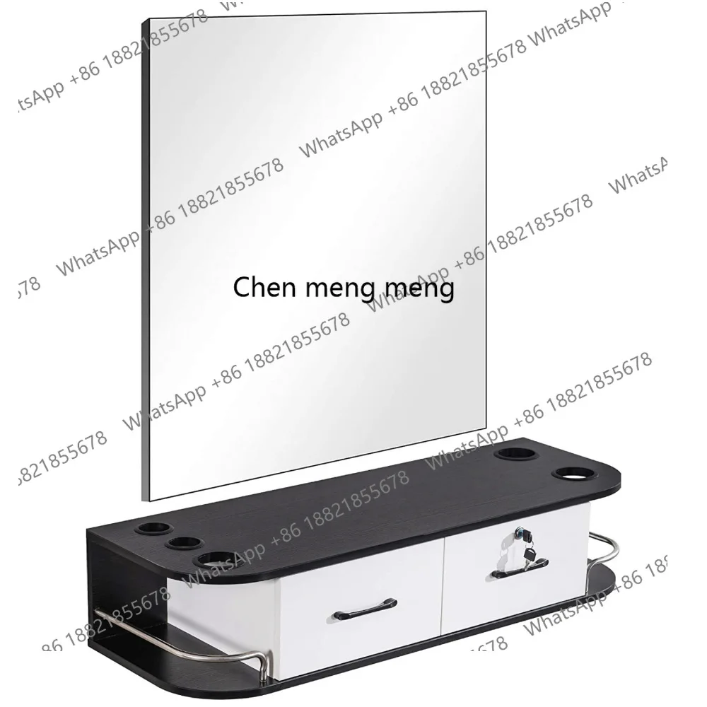 

Locker Haircut Mirror Counter Black and White Cosmetologist Haircut Mirror Counter Makeup Mirror Barber Shop Storage Cabinet
