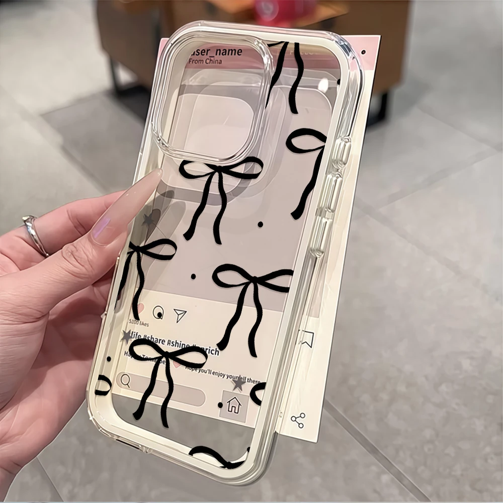 Coquette Schwarze Schleife Handyhülle für Galaxy A57 A37 A55 A54 A36 A35 5G S25 S24 S23 S22 Plus S26 S25 S24 S23 Ultra FE Weiche Hülle – Detail 5