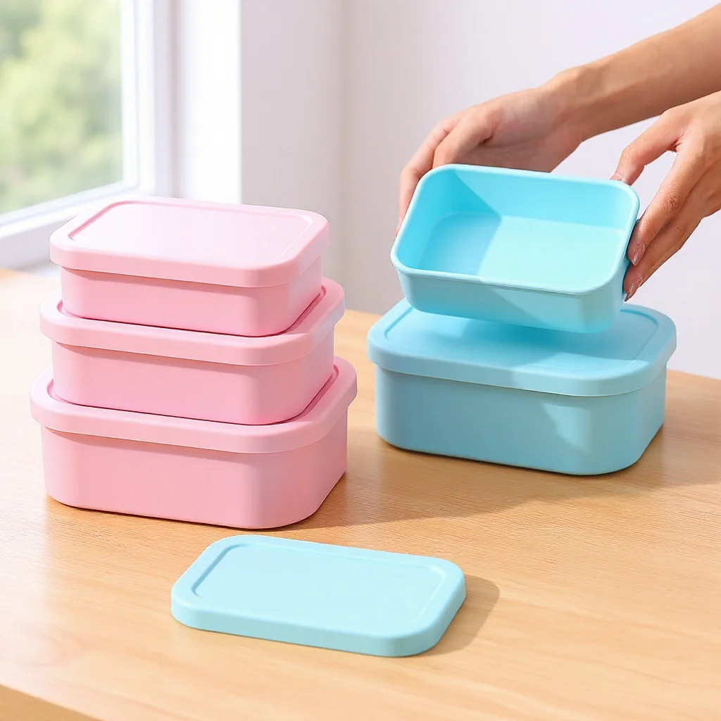 400/700/1100ml Silicone Lunch Box, Microwave Safe Collapsible Food Container, Portable Outdoor Bento Single