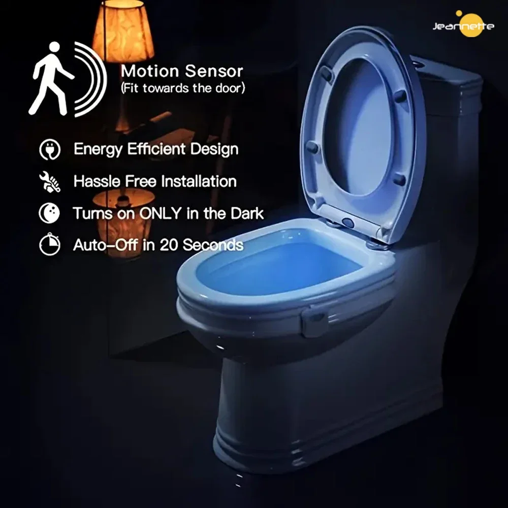 Smart PIR Motion Sensor Lamp Toilet Seat Night Light 8/16 Colors Waterproof Backlight for Toilet Bowl LED Lamp WC Toilet Light