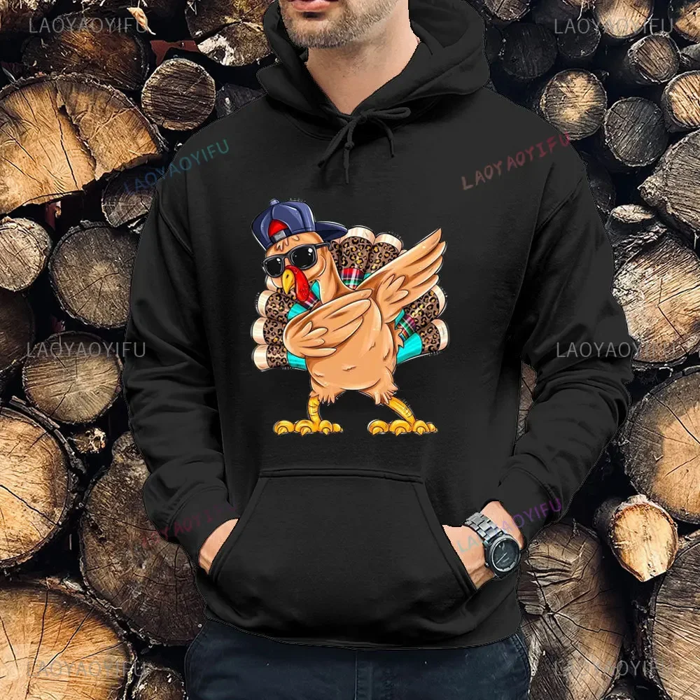 Happy Thanksgiving Sweatshirt Men Fall Long Sleeve Hoodie Funny Thanksgiving Turkey Drop-shoulder Sleeve Hoodies Unisex Pullover