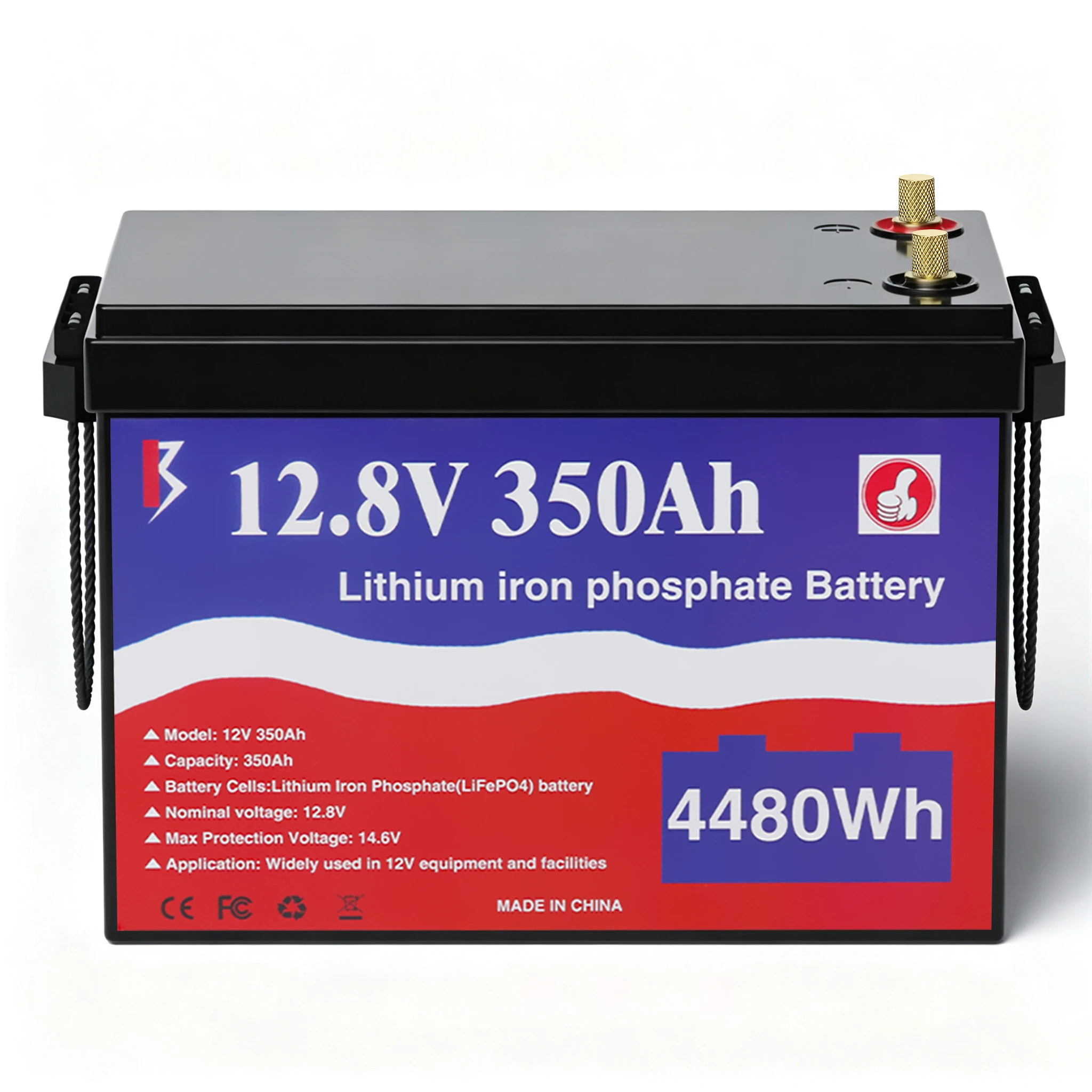 12V 24V 100Ah 150Ah 300Ah 350Ah LiFePO4-batterij met ingebouwde BMS, lithium-ijzerfosfaatcel, kwaliteit A, 9000 cycli levensduur, voor campers, zonne-energie, trollingmotor, EU-voorraad