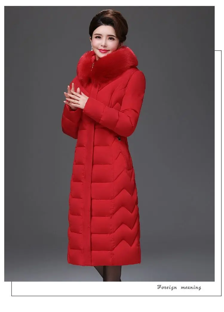 Middle Aged Mother Down Cotton Jacket 6XL Winter Oversized Thick Hooded Coat Windproof Rainproof Female Warm Long Parka Overcoat