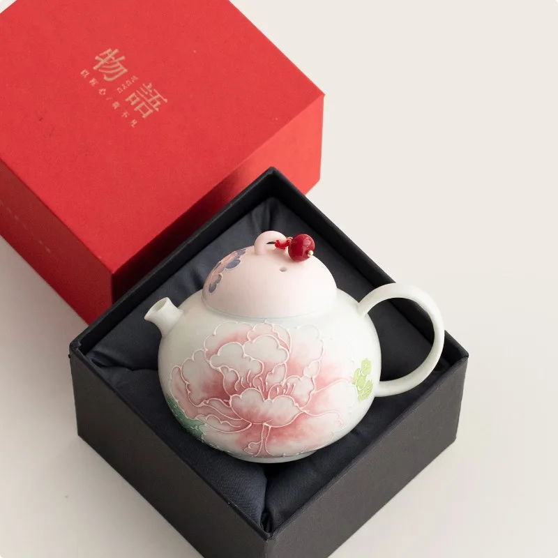 Chinese Porcelain Hand-painted Pink Peony Ceramic Tea Set, Beautiful Teapot, Tea Maker, Tea Ceremony Accessories Gift for Ladies