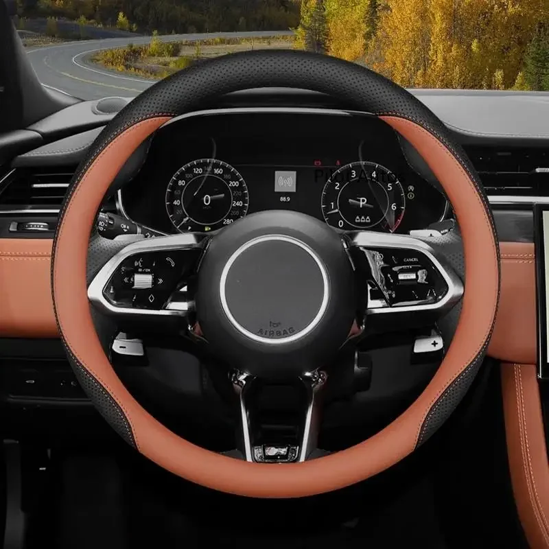 Original Colour For Jaguar Car Steering Wheel Cover Interior Leather Breathe Nappa For Jaguar XE XJ F-PACE XF XE XJ E-PACE