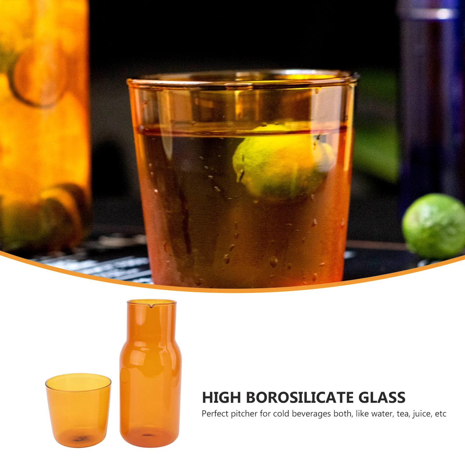 

1Set Glass Cup and Water Bottle Kit High Borosilicate Drinking Tools for Home Office Hotel Cold Beverages