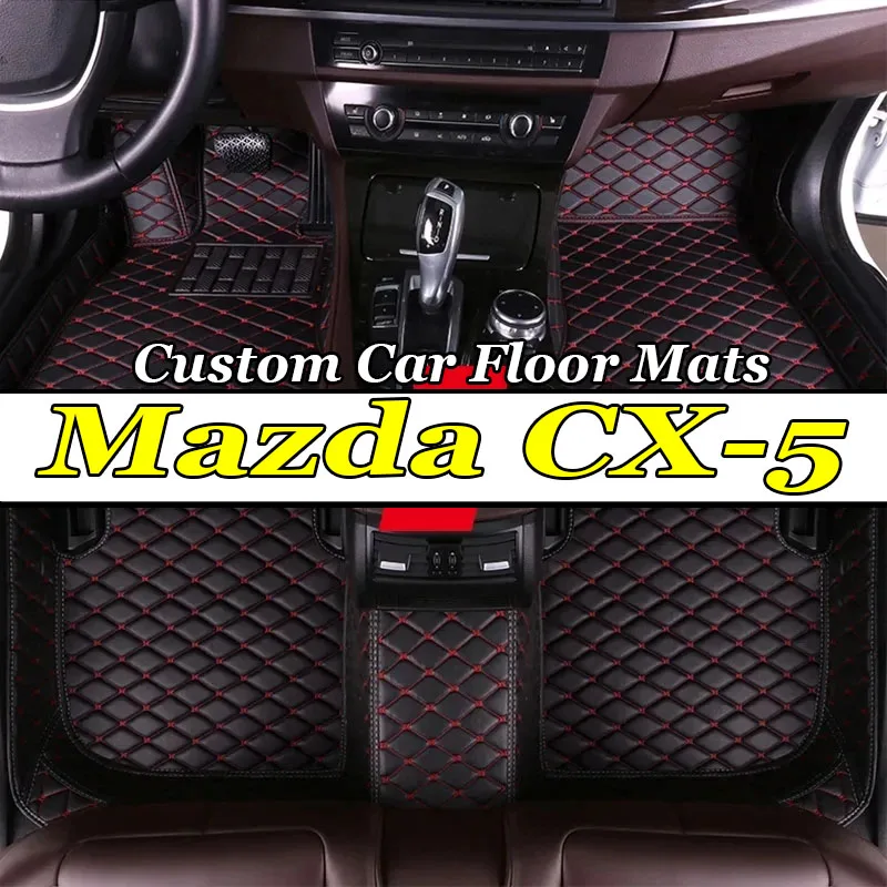 Car Floor Mats For Mazda CX-5 CX5 KF 2017~2023 Leather Luxury Mat Rugs Carpet Full Set Auto Interior Parts Car Accessories 2018