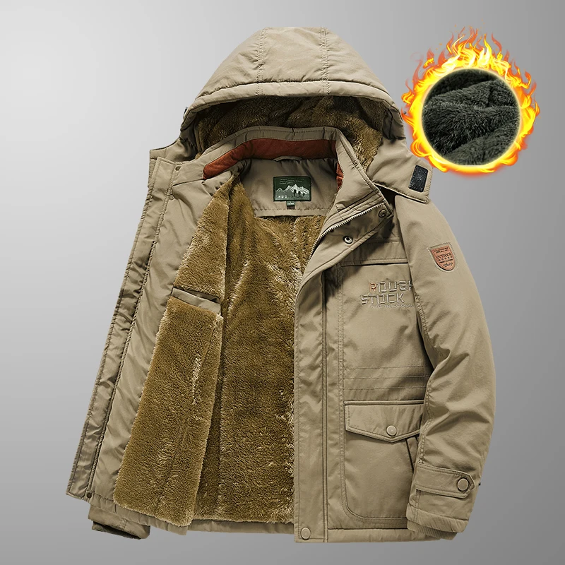 

Мужская зимняя уличная парка, ветровка с капюшоном на флисовой подкладке, толстые теплые куртки в стиле милитари, мужская верхняя одежда, парки с несколькими карманами