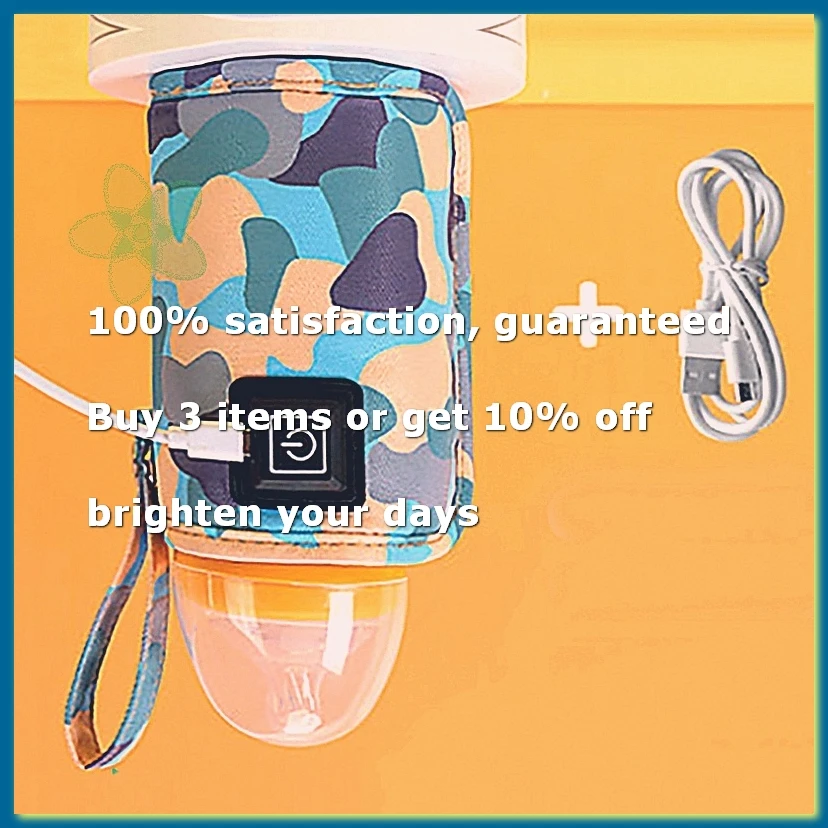 ●Universal USB Milk Water Warmer Travel Stroller Insulated Bag Portable Baby Nursing Bottle Heater Camouflage-Blue