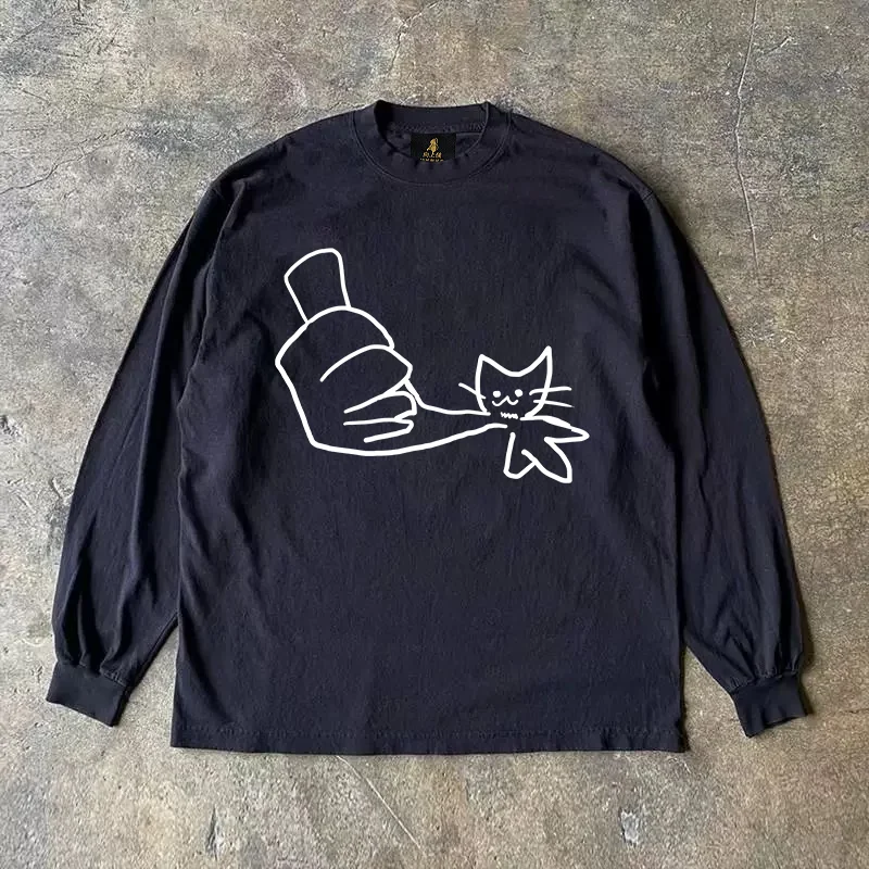 Long Sleeve 310 Pure Cotton Men's T-Shirt Upward Hero Non-Light American Style Couple's T-Shirt Youth Loose Fit Printed Tee