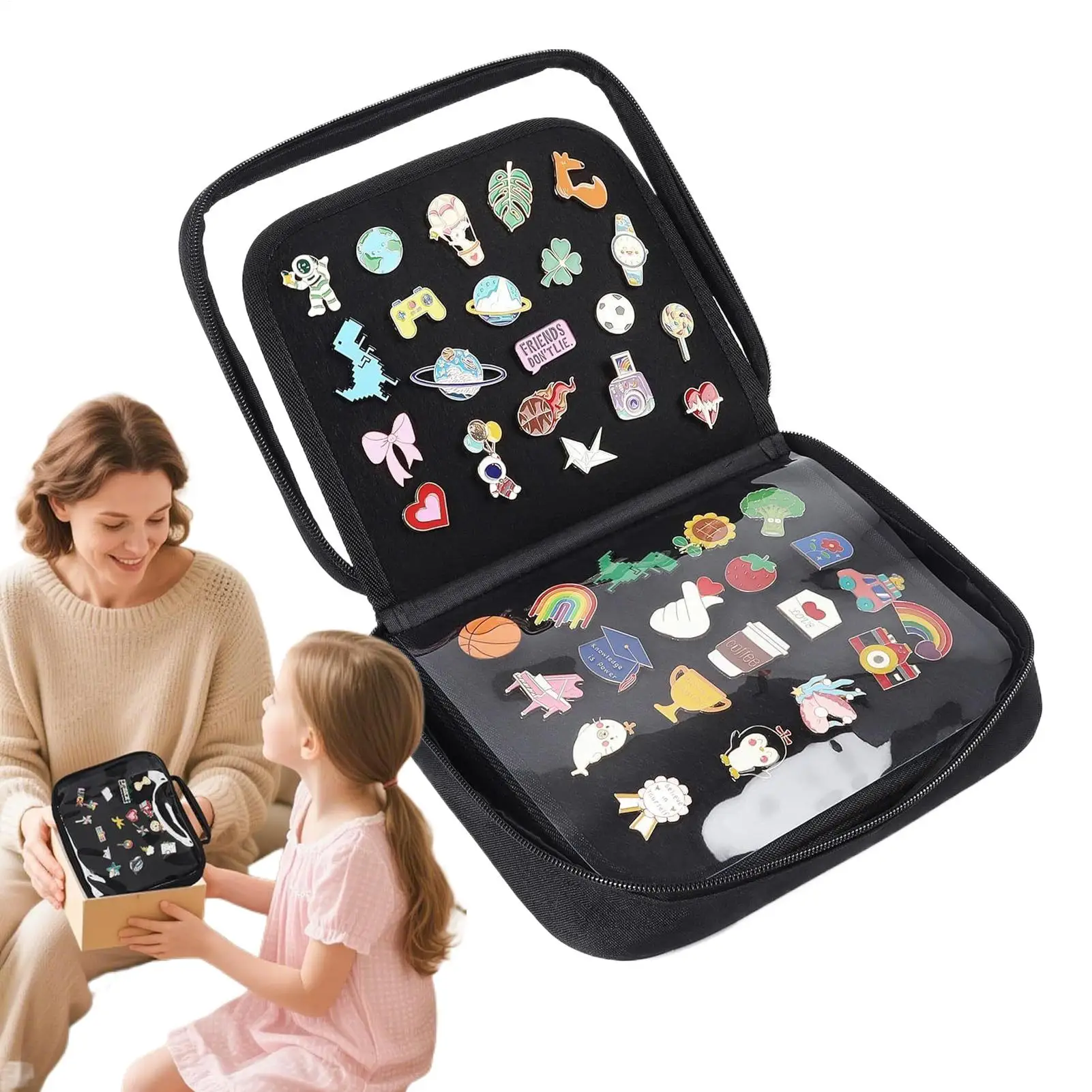 

Pin Bag 6 Pages Pin Collection Book Carrying Case Brooch Storage Organizer For Display Earrings Paper Clips Sports Events