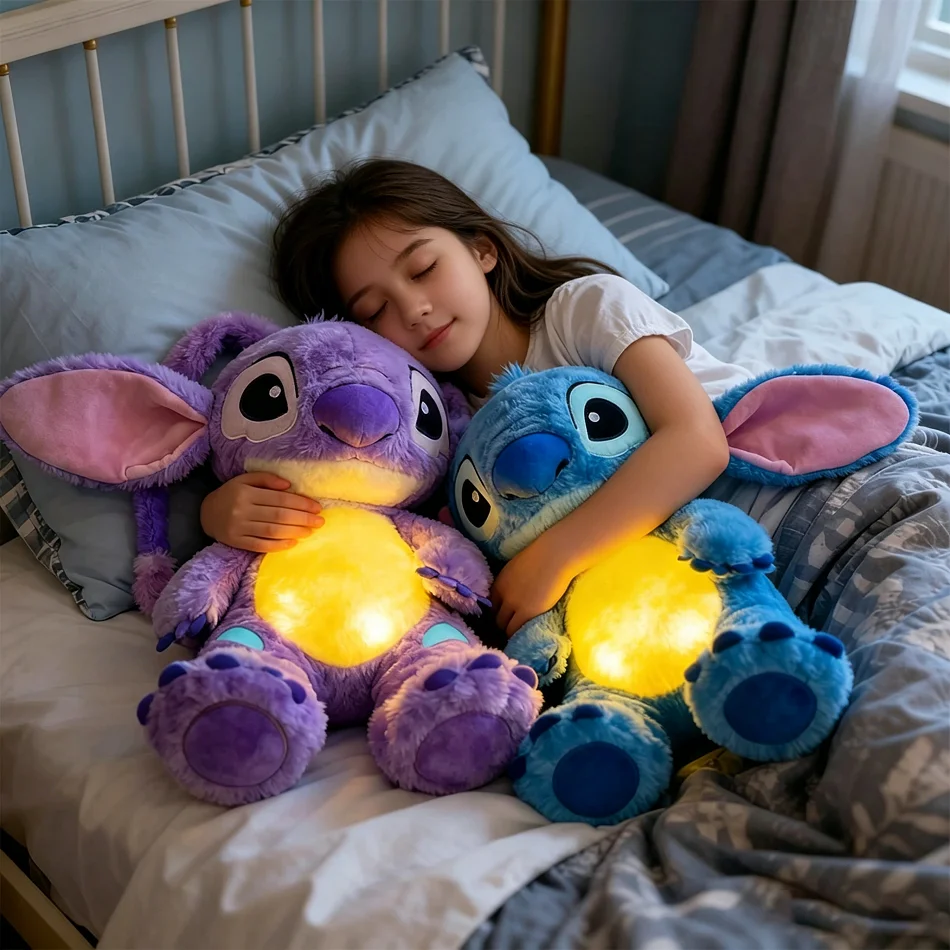 

Hot Kawaii Stitch Music Soothing Breathing Doll Anime Plush Toys Sleep Companion Toys Sound and Light Dolls Christmas Decor Gift