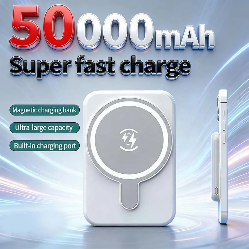 Lenovo 50000mAh Wireless Magnetic Power Bank Charger Fast Charging External Spare Battery For Apple iPhone Android Magsafes