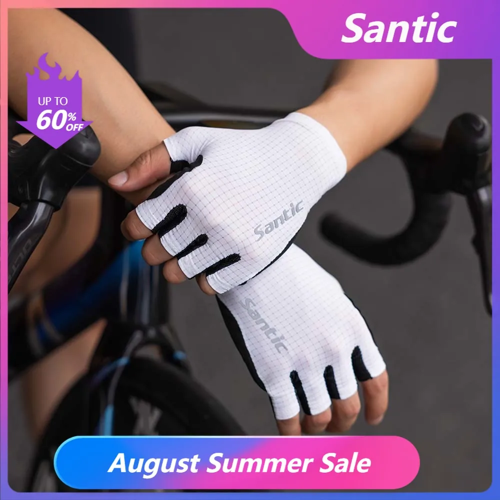 Santic Herren Sommer Fahrradhandschuhe Kurze Finger Autobahn MTB Fahrrad Atmungsaktive Dünne Radfahren Halbfingerhandschuhe TZ25P222