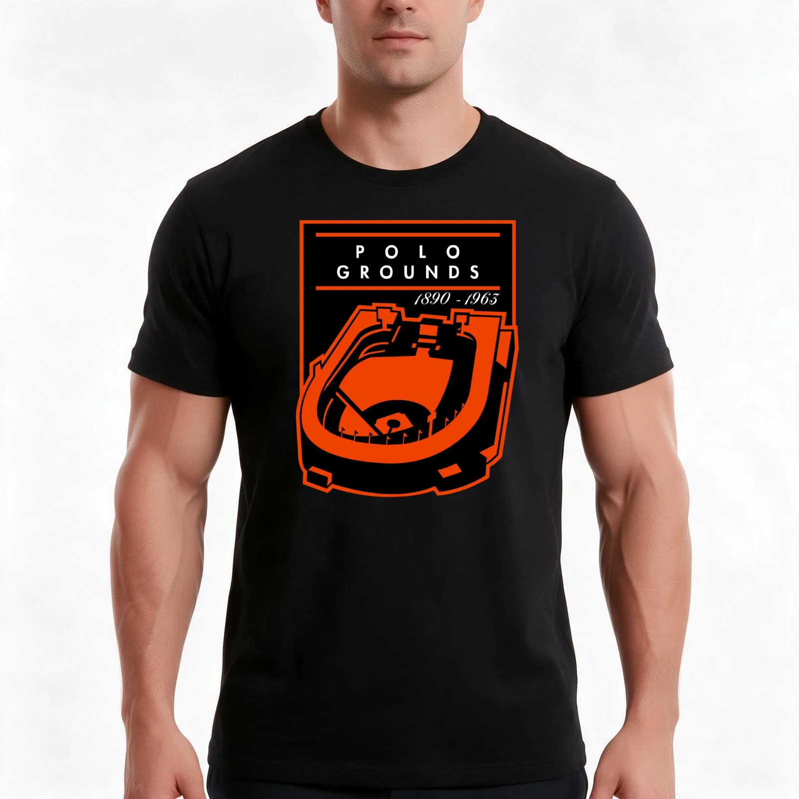 Polo Grounds T-Shirt, Summer Casual Cotton Tee, Oversized Streetwear Tops, Vintage Graphic Print, Loose Fit Short Sleeve